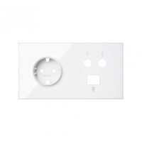 Simon 100 Белый матовый Кит 2 поста, фронт. Накладка на 1 розетку Schuko + 1 розетку TV + 1 розетку RJ45, 10020208-230