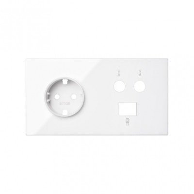 Simon 100 Белый матовый Кит 2 поста, фронт. Накладка на 1 розетку Schuko + 1 розетку TV + 1 розетку RJ45, 10020208-230