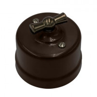 Bironi Выключатель 1-кл., проходной, пластик, цвет Коричневый, Бронза, B1-201-22-B