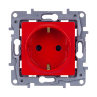 Legrand Розетка с заземлением - Legrand Etika - со шторками 16А 250В винтовые зажимы - красный, 672722