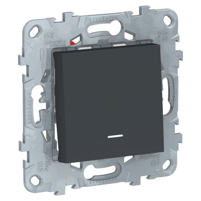 переключатель 1-клавишный, перекрестный, с подсветкой, сх.7а,антрацит