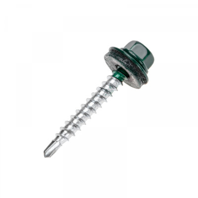 KRANZ Саморез кровельный 4,8х35мм, окрашенный RAL 6005, короб (250 шт/уп), 1204-4835-3