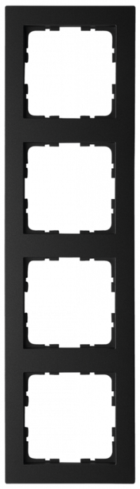 Рамка G-Classic  4-постовая, цвет черный матовый (soft touch), G1004PB, Jasmart Electric