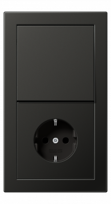 Jung Блок: Выключатель 1-клавишный с розеткой 2к+з,  серия LS Design