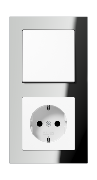 Jung Блок: Выключатель 1-клавишный с розеткой 2к+з,  серия A Creation