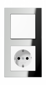 Jung Блок: Выключатель 1-клавишный с розеткой 2к+з,  серия A Creation