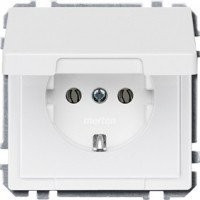 SD Розетка со шторк. и крышкой 2К+З 16А 250В~, полярно-бел.