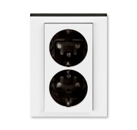 5522H-C03457 62W - Розетка двойная ABB Levit с заземлением со шторками 16А белый / дымчатый чёрный - 2CHH223457C6062