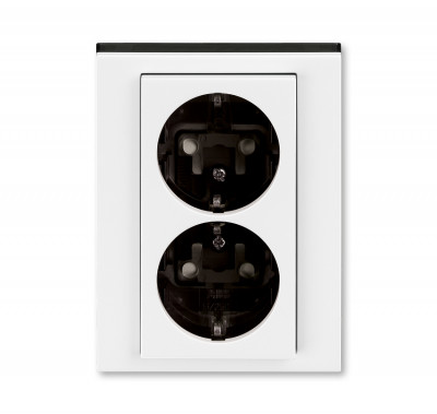 5522H-C03457 62W - Розетка двойная ABB Levit с заземлением со шторками 16А белый / дымчатый чёрный - 2CHH223457C6062