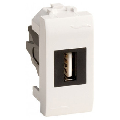 ДКС USB 2.0 розетка, Brava, белая, 1 мод., 76200B
