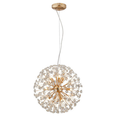 LUSSOLE ALASKA Люстры подвесные, цвет основания - блестящее золото, плафон - хрусталь (цвет - прозрачный), 9x40W G9, LSP-8461