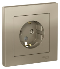 ATN000544 - ATLASDESIGN РОЗЕТКА с заземлением со шторками, 16А, в сборе, ШАМПАНЬ, Systeme Electric