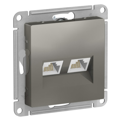ATN000985 - ATLASDESIGN РОЗЕТКА двойная компьютерная RJ45+RJ45 кат. 5e, механизм, СТАЛЬ, Systeme Electric
