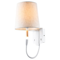 LUSSOLE COZY Бра, цвет основания - белый, плафон - ткань (цвет - белый), 1+1x40+1W E27+LED, LSP-8234V