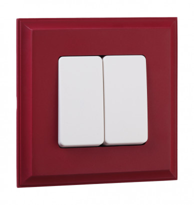 Fede Выключатель 2-клавишный, цвет белый - Red Whine, серия Marco