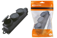 Розетка трехместная с заглушками каучук 2Р+РЕ 16А 250В IP44 TDM Electric, SQ0612-0008 Розетка трехместная с заглушками каучук 2Р+РЕ 16А 250В IP44 TDM Electric, SQ0612-0008