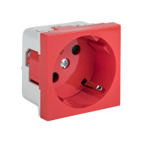 Розетка 45х45 PRO с заземлением, с защ, шторками, 45 градусов, красная EKF