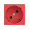 Розетка 45х45 PRO с заземлением, с защ, шторками, 45 градусов, красная EKF
