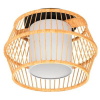 390232 Потолочный светильник MONTERROSO, 1X40W (E27), ?345, сталь, черный // дерево, текстиль, натура