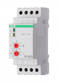 Терморегулятор RT-823 (+60°C-+95°C) на шину DIN, с датчиком RT823 на проводе, 16А, 140F1083R Терморегулятор RT-823 (+60°C-+95°C) на шину DIN, с датчиком RT823 на проводе, 16А, 140F1083R