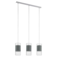 97955 Подвес NORUMBEGA, 3х60W (E27), L740, B140, H1100, сталь, белый / сталь, текстиль, белый, серый