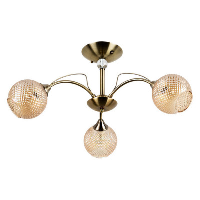 Arte Lamp WILLOW, Люстра, цвет арматуры - АНТИЧНАЯ БРОНЗА, цвет плафона/декора - ЯНТАРНЫЙ, 3х40W E27, A3461PL-3AB
