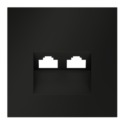 Накладка для розетки компьютерной двойной RJ45+RJ45 кат.6, S70 (черный матовый), VLS001408