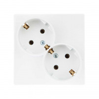 Simon Розетка 2х2К+З Schuko без штор, бел, 2450459-030