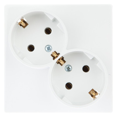 Simon Розетка 2х2К+З Schuko без штор, бел, 2450459-030