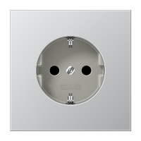 Штепсельная розетка SCHUKO 16А / 250В с защитными шторками, пружинные зажимы; металл; алюминий; Aluminium, AL1520KI