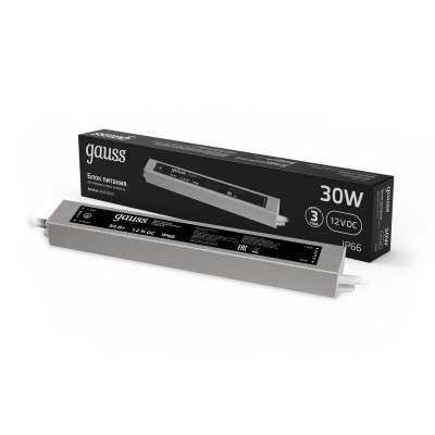 Блок питания Gauss 30W 12V IP66 1/50, 202023030