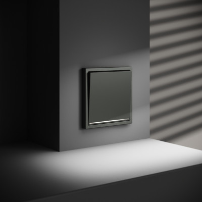 Выключатель встраиваемый VOLTUM S70 одноклавишный с подсветкой 10А, (титан), VLS010206