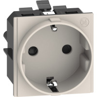 KM4141A Bticino LIVING NOW. Розетка немецкого стандарта 2К+З 16А автоматические клеммы 2 модуля.Цвет Песочный., KM4141A