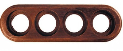 Bironi Рамка 4 постовая для открытой проводки (Старое дерево на бревно 240мм), BFC24-640-17