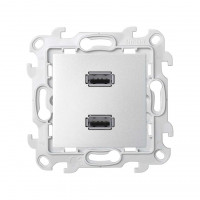 Simon Розетка 2xUSB 2.0 для передачи данных цвета алюминий S24 Harmonie, 2411090-033