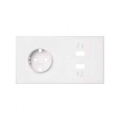 Simon 10020210-230 Кит 2 поста, фронт. Накладка на 1 розетку Schuko + 2 з/у USB SC цвета белый матовый S100