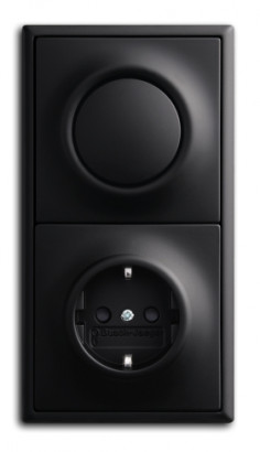 ABB Блок: Выключатель 1-клавишный с розеткой 2к+з, цвет -  черный бархат,  серия Impus