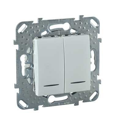 Unica Выключатель 2-кл. с 2-ной подсветкой 10А 250В~ , бел.