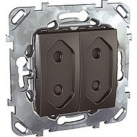 MGU5.3131.12ZD - Unica top розетка 2-модульная, без заземления, со шторками, 10 а, графит