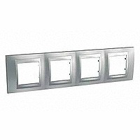 MGU66.008.038 - UNICA TOP РАМКА 4-постовая, горизонтальная, АЛЮМИНИЙ/ХРОМ МАТОВЫЙ