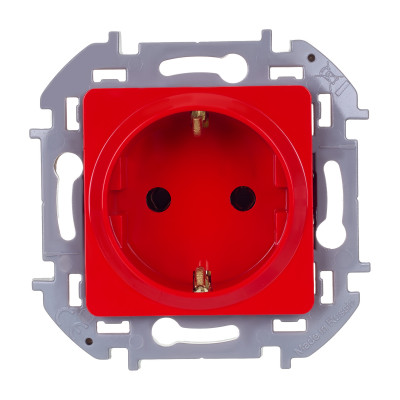 Legrand Розетка с заземлением - Legrand Inspiria - со шторками 16А 250В винтовые зажимы - красный, 673734