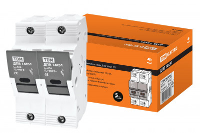 Держатель плавких вставок ДПВ 14х51 2П TDM Electric, SQ0216-0005