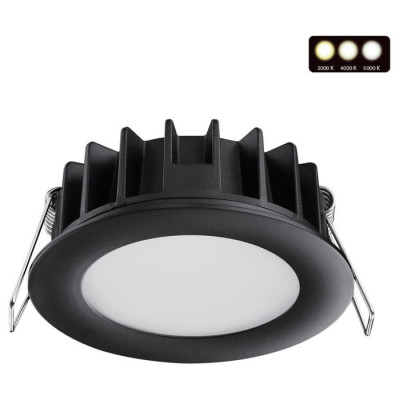 Novotech 358948 SPOT NT22 230 черный Встраиваемый светодиодный светильник с переключателем цветовой температуры IP20 LED 3000К\4000К\6000К 10W 220V LANTE