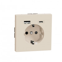 MERTEN D-Life РОЗЕТКА силовая 16 A с зарядкой USB A+C 3 A, САХАРА