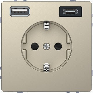 MERTEN D-Life РОЗЕТКА силовая 16 A с зарядкой USB A+C 3 A, САХАРА