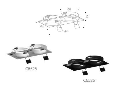 Корпус встраиваемый для насадок с диаметром D60мм 2*GU5.3, AMBRELLA LIGHT, C6525