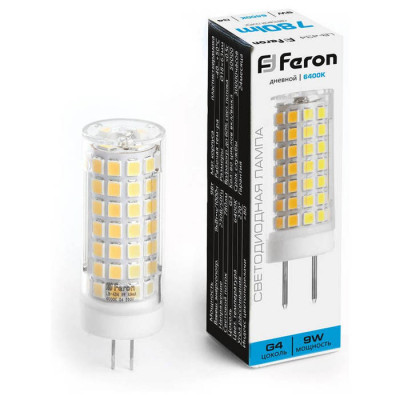 Лампа светодиодная, (9W) 230V G4 6400K JCD, LB-434, Feron 38145