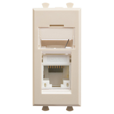 4405371 - ДКС Компьютерная розетка RJ-45 модульная, кат.6А, "Avanti", "Ванильная дымка", 1 модуль