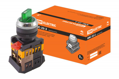 Переключатель АNСLR-22-3 на 3 фикс.полож.зеленый неон/230В I-O 1з+1р TDM Electric, SQ0703-0003