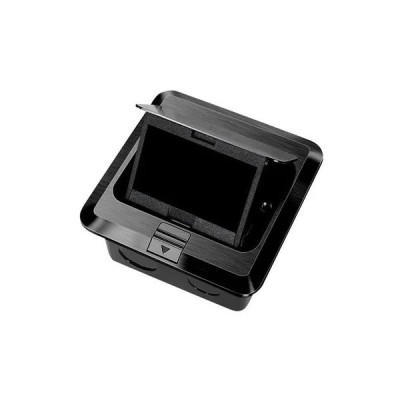 Выдвижная напольная розетка (люк/лючок) на 1,5 модуля, h=55мм, в комплекте с монт. коробкой, TIMIUX, черный, EU1.5H55PUFS BL